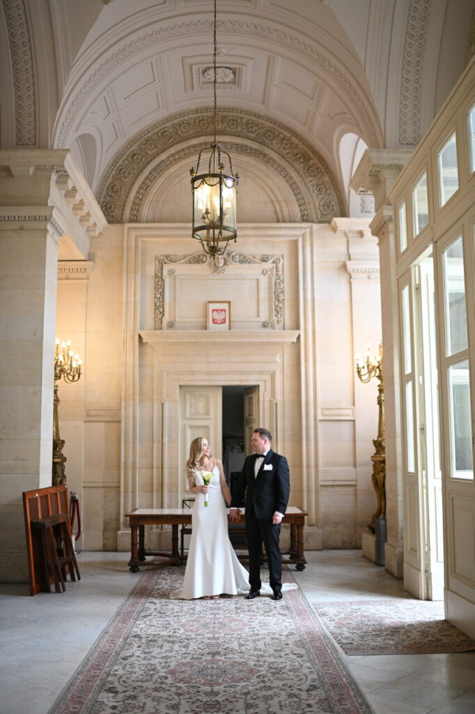Couple during their wedding ceremony in Paris